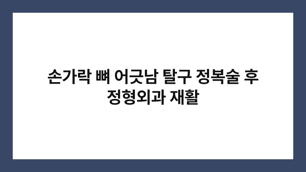 손가락 뼈 어긋남 탈구 정복술 후 정형외과 재활