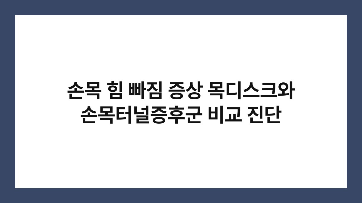 손목 힘 빠짐 증상 목디스크와 손목터널증후군 비교 진단