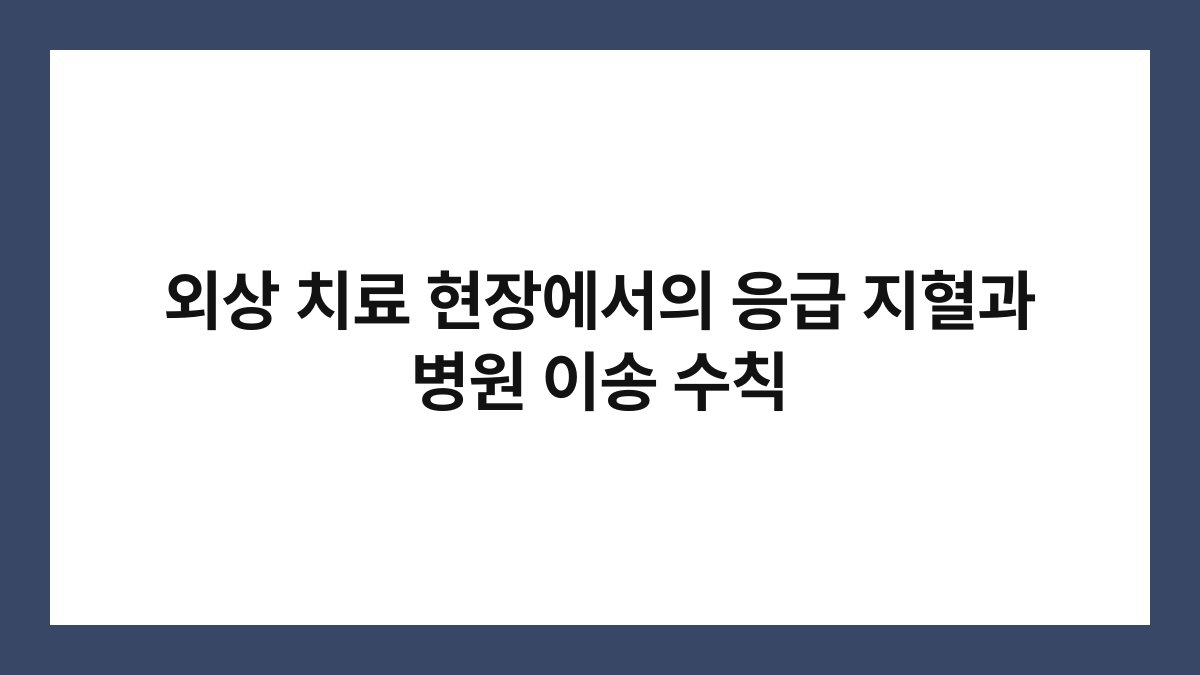 외상 치료 현장에서의 응급 지혈과 병원 이송 수칙